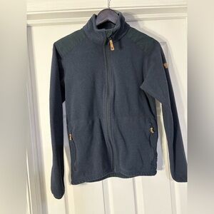 Fjallraven Men's Zip Up Sweater - Dark Green and Black